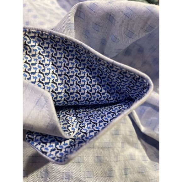 Bugatchi Shaped Fit Flip Cuff Shirt Men’s XL Long Sleeve Buttons Floral Blue - Picture 4 of 6